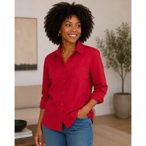 Tommy Hilfiger Red Button Classic Fit Long Sleeve Large Shirt